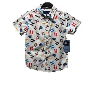 Straightfaded Boys Video Game Print Button-Up Shirt 10/12 Colorful Gaming Icons